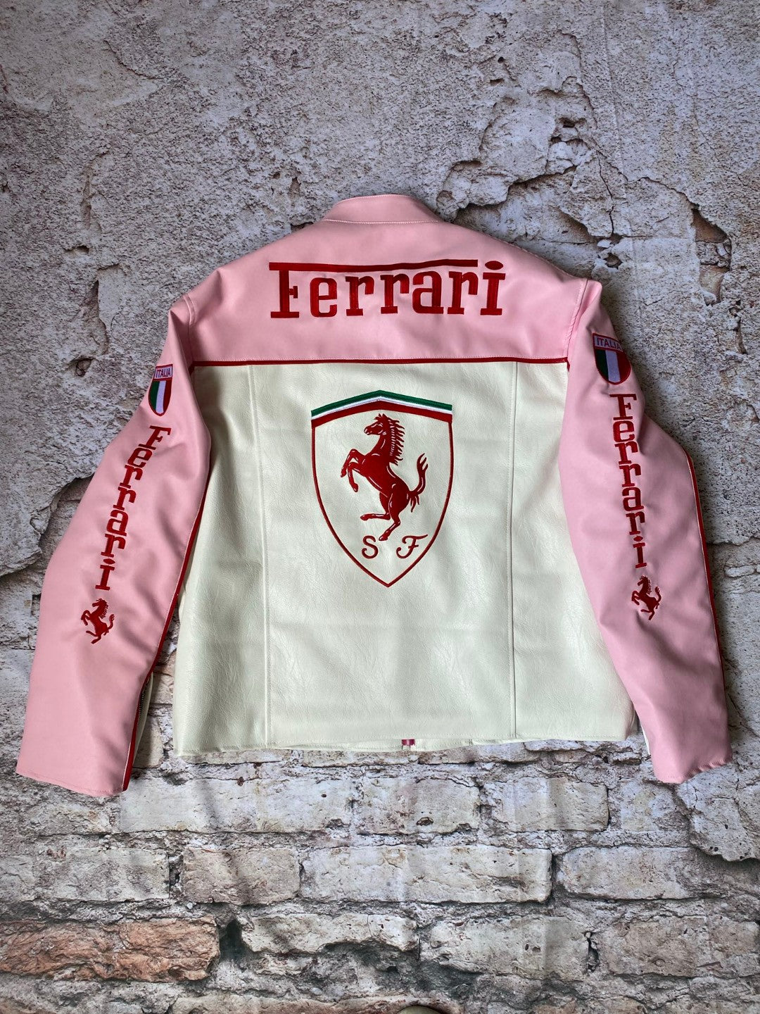 FERRARI PINK LEATHER VINTAGE JACKET