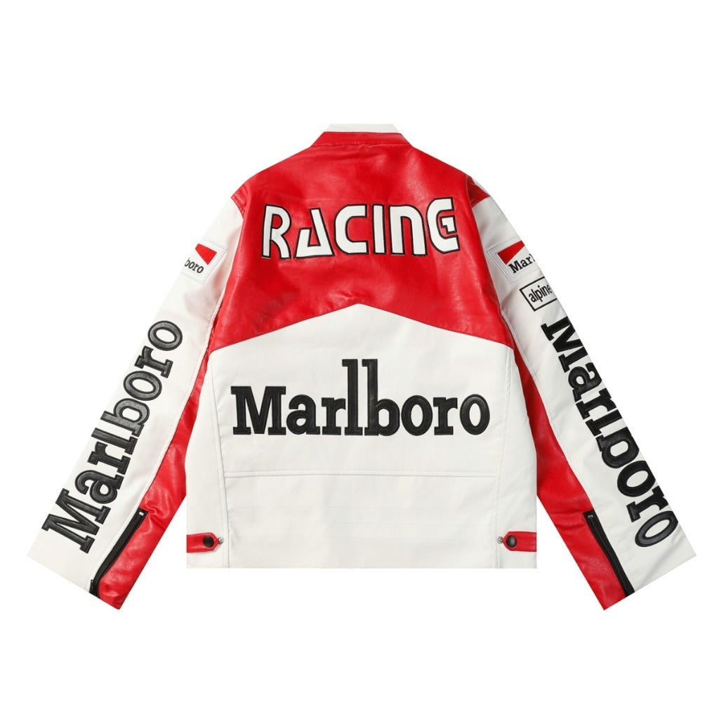 MARLBORO RED-WHITE LEATHER VINTAGE JACKET