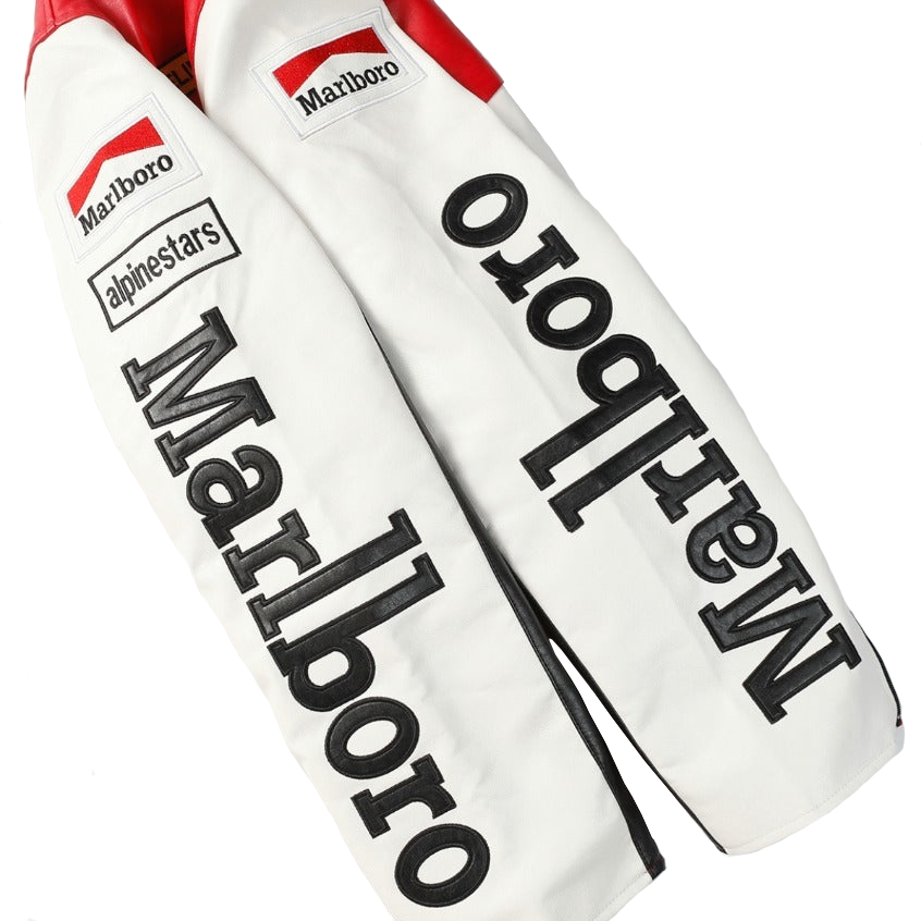 MARLBORO RED-WHITE LEATHER VINTAGE JACKET