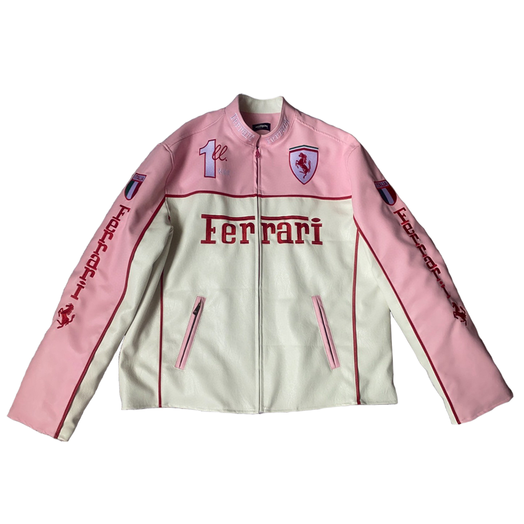FERRARI PINK LEATHER VINTAGE JACKET