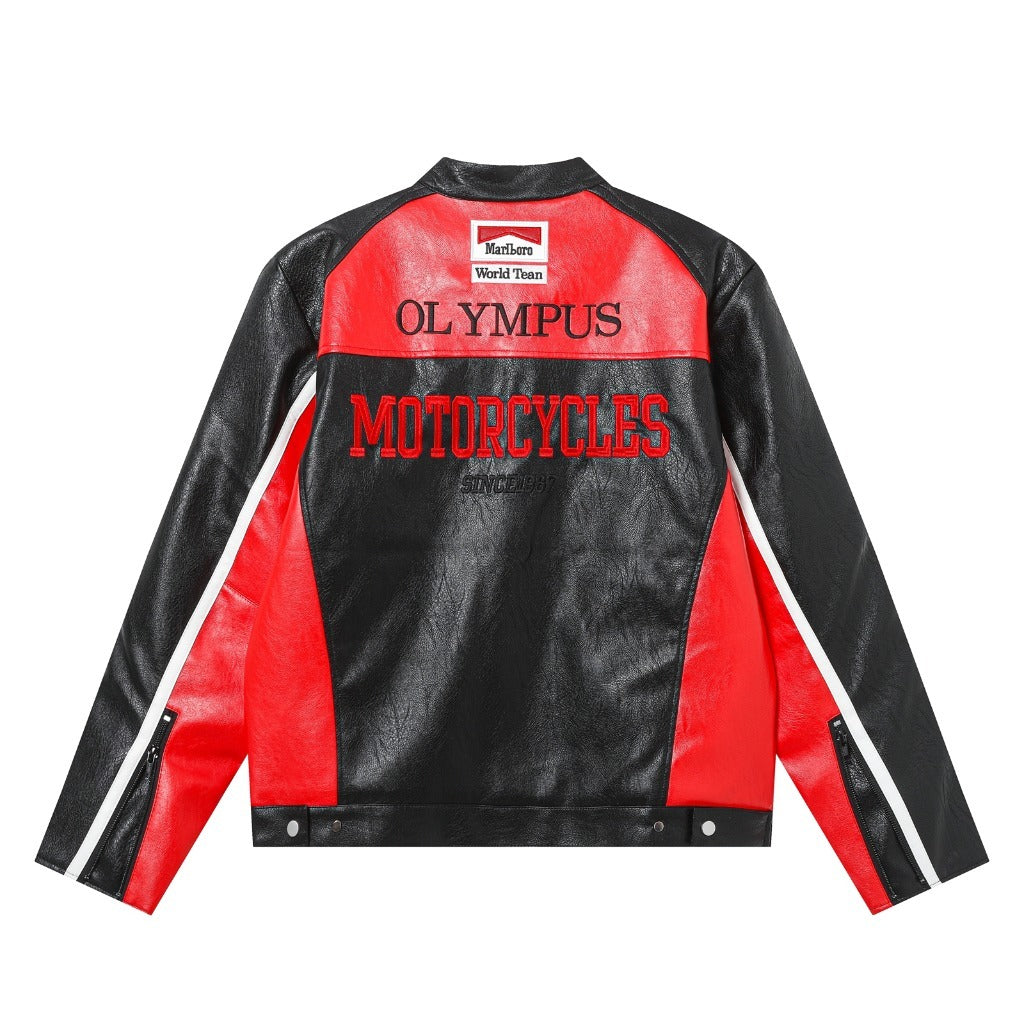 FERRARI RED-BLACK LEATHER VINTAGE JACKET