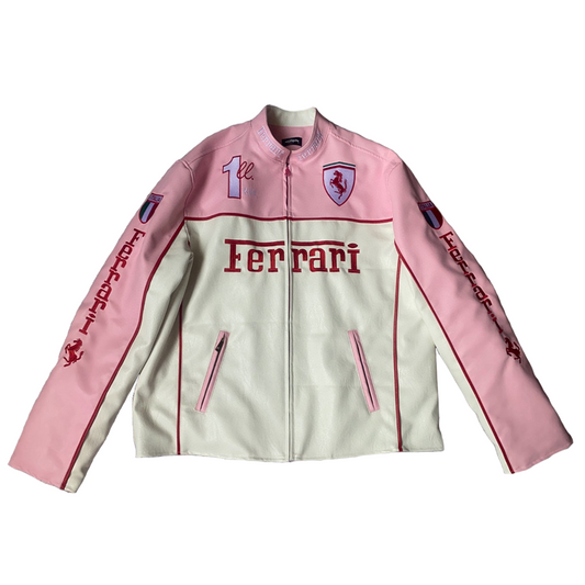FERRARI PINK LEATHER VINTAGE JACKET